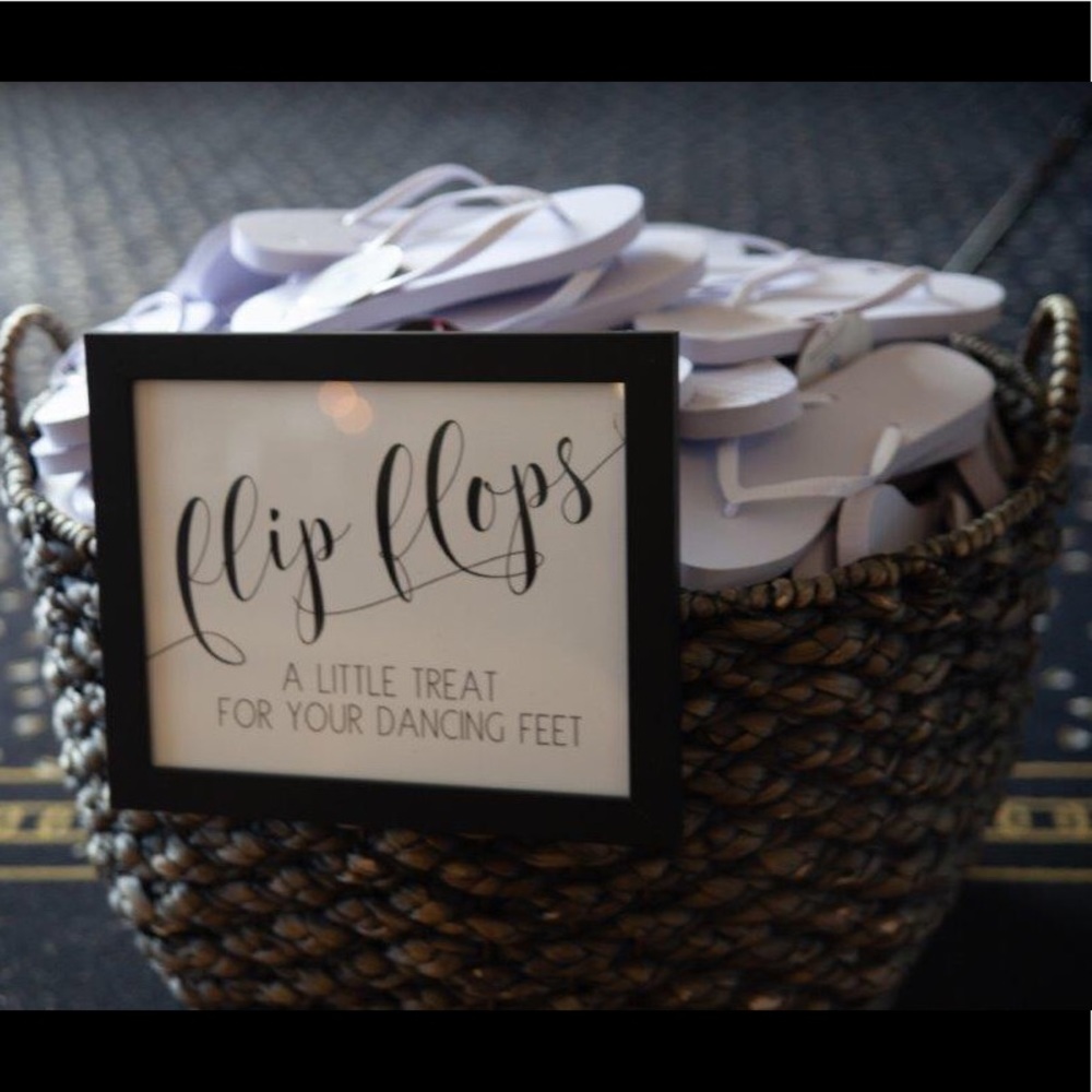 Assorted flip flops & sign (basket not included)